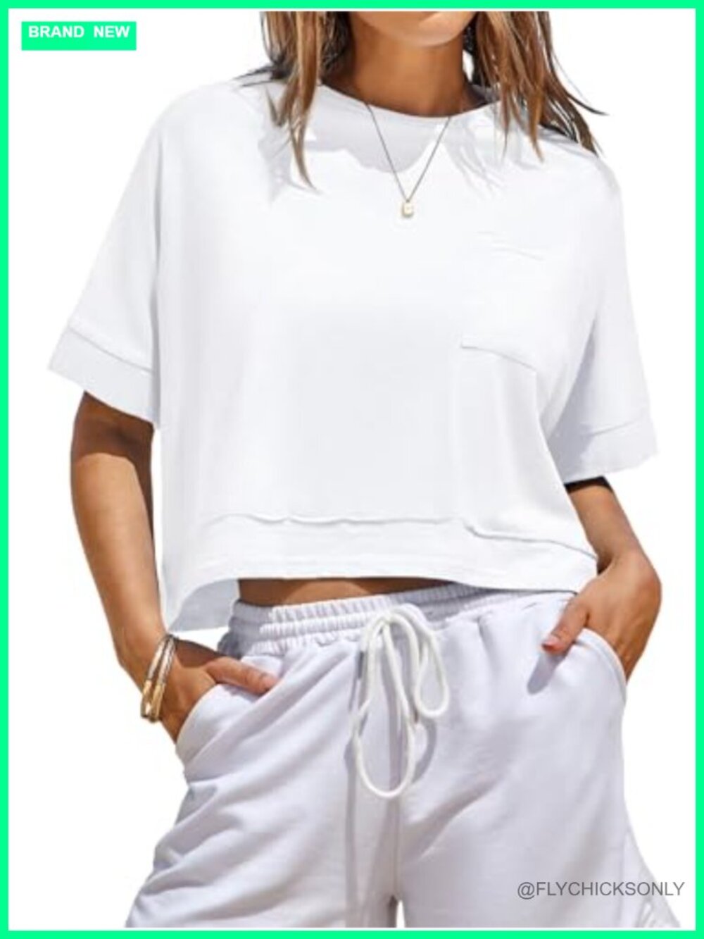 Oversized Crop Top Short Sleeve Workout Tee Loose Fit Crew Neck Casual